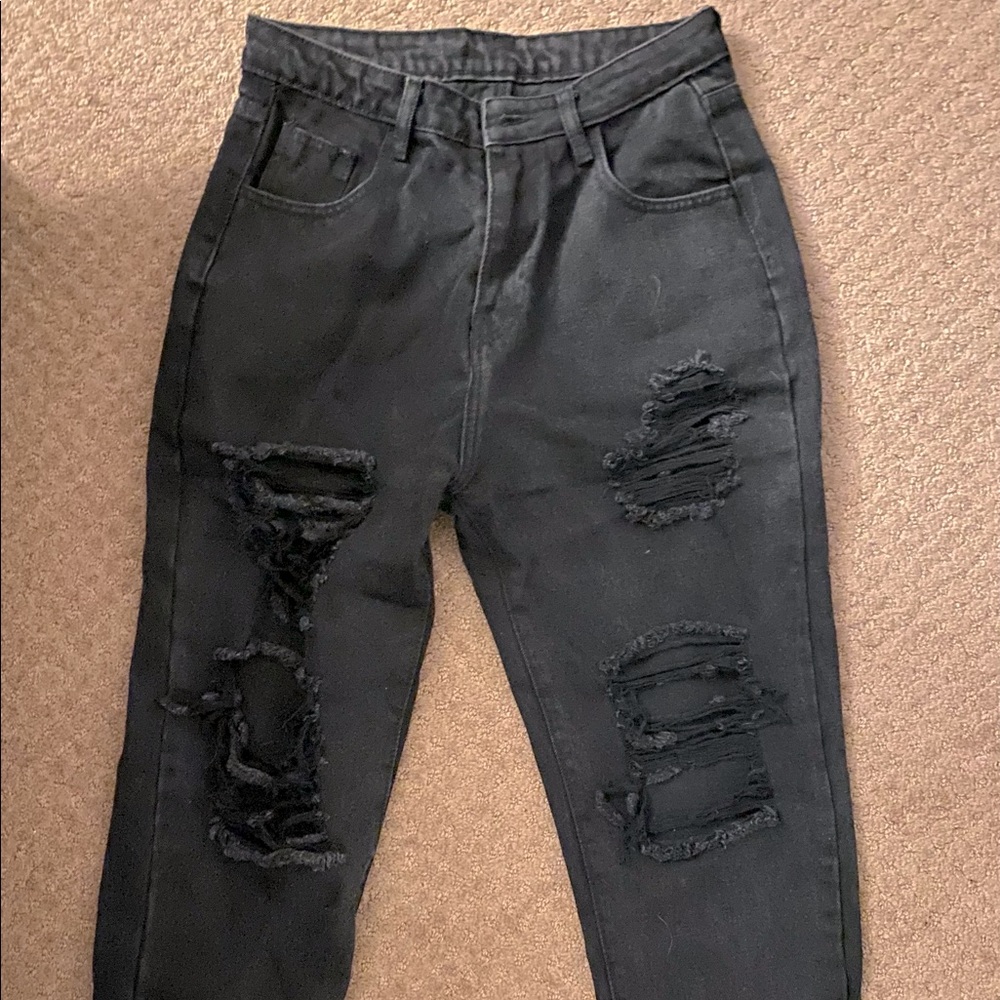 Black Ripped Jeans (Size Medium)